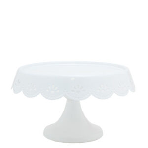 White Metal Trim Cake Stand