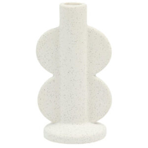 White Speckled Ceramic Dinner Candle Holder