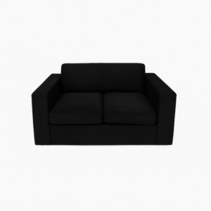 Black Square Two Seater Sofa | Velvet