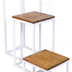 White Oakland Plinth Set (3) | Wood Top