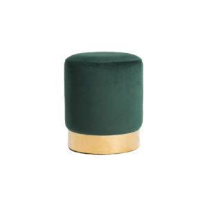 Forest Green Single Round Ottoman | Velvet