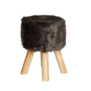 Grey Round Ottoman Fur