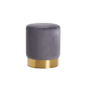 Grey Single Round Ottoman | Velvet