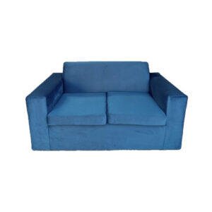 Navy Blue Square Two Seater Sofa | Velvet
