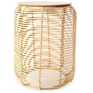 Oatmeal Round Rattan Side Table